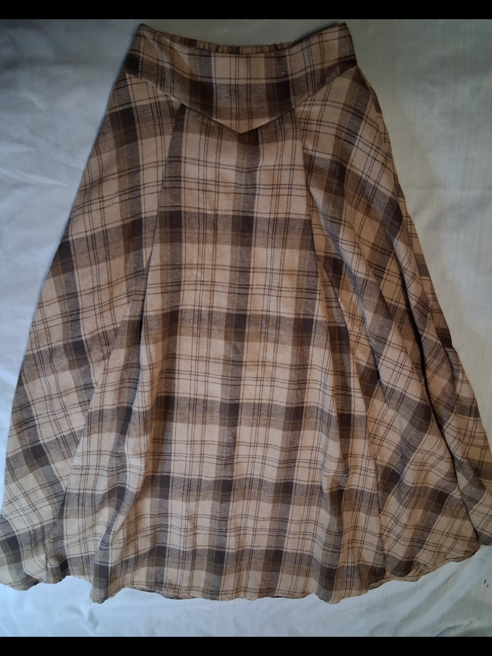 Shein Plaid Neutral Brown Tan High Waisted Flannel Maxi Skirt